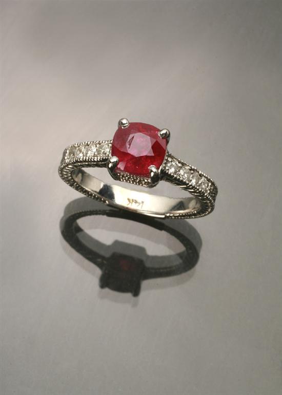 Appraisal: -Karat White-Gold Ruby and Diamond Dinner Ring Set with one