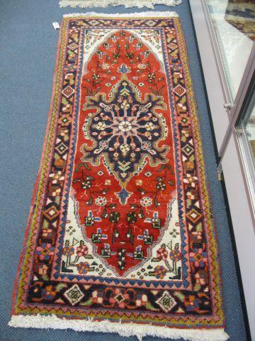 Appraisal: Heriz Persian Handmade Runner fine stylized floral red field '