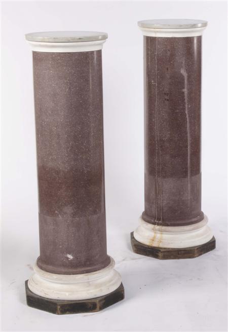 Appraisal: A pair of th century white marble and faux violet