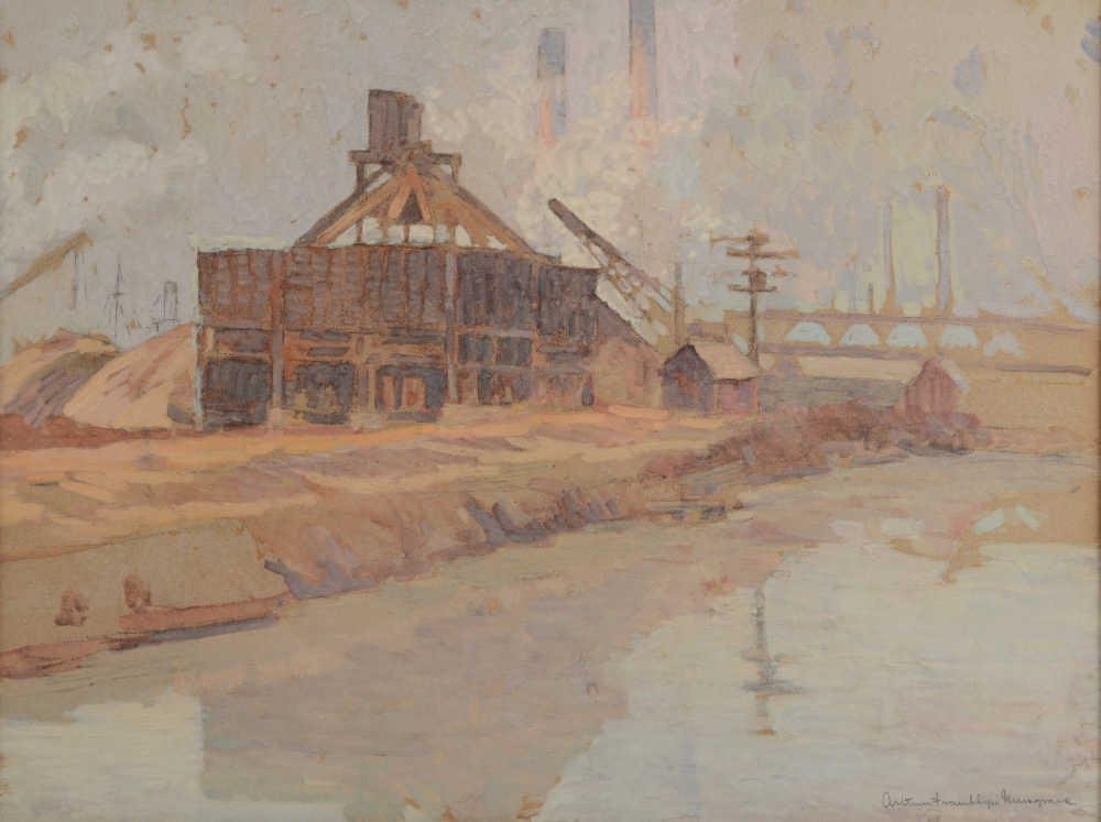 Appraisal: MUSGRAVE Arthur Franklyn American - Factory Scene Industrial Waterfront Watercolor