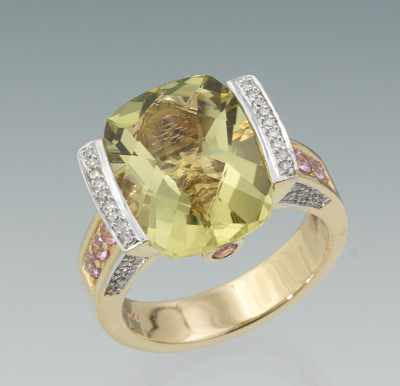 Appraisal: A Ladies' Citrine Pink Sapphire and Diamond Ring k yellow