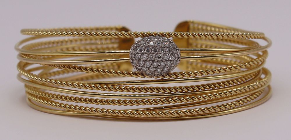 Appraisal: JEWELRY Signed kt Gold and Diamond Bracelet Signed kt yellow