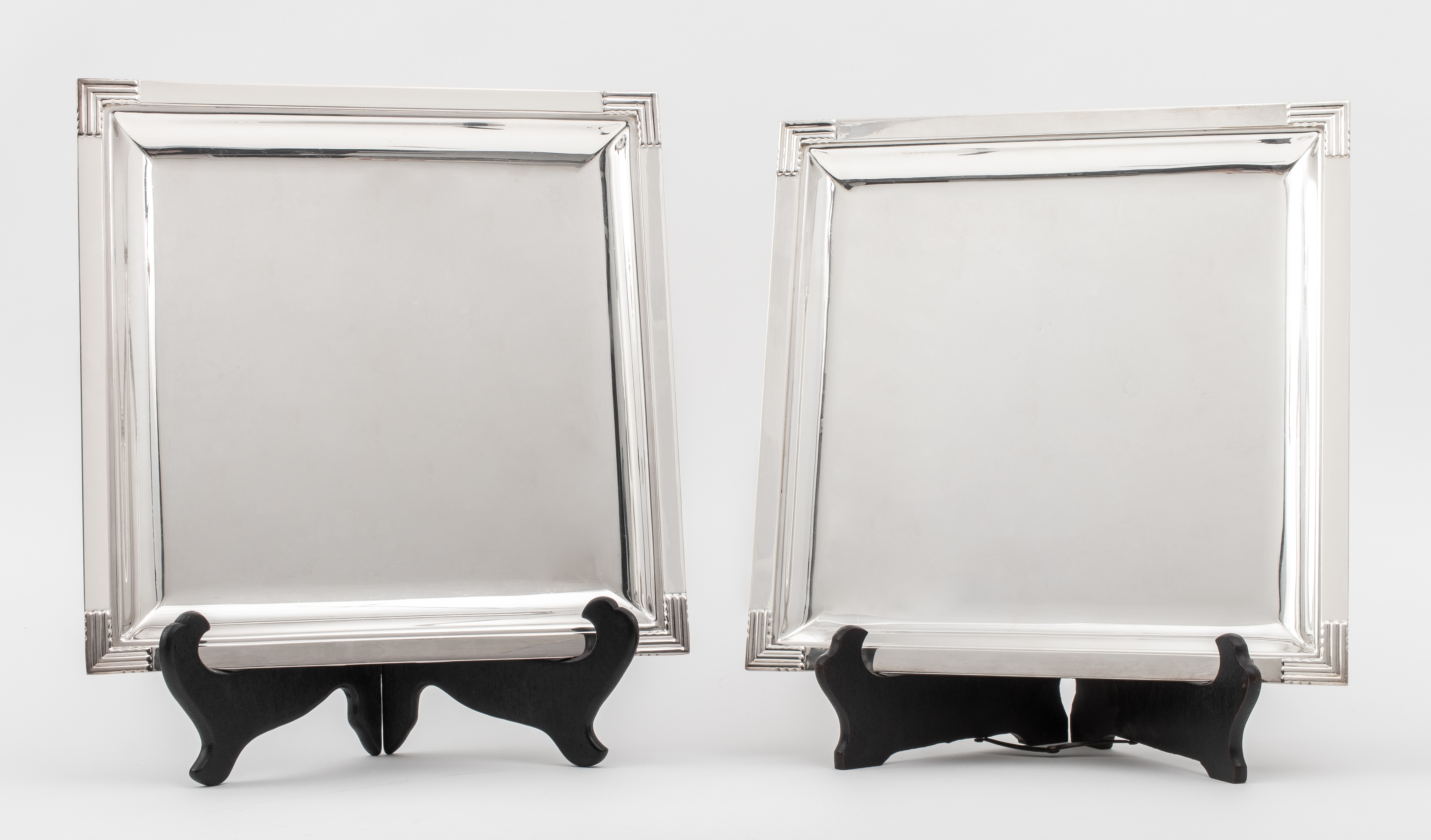 Appraisal: PUIFORCAT NANTES SILVERPLATE SERVING TRAYS Two Puiforcat Nantes Silverplate Serving