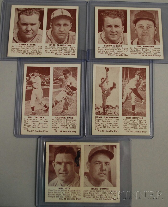 Appraisal: Five Double Play Baseball Cards no Ott Young no Moore