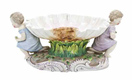 Appraisal: An English Porcelain Bowl in the form of two putti