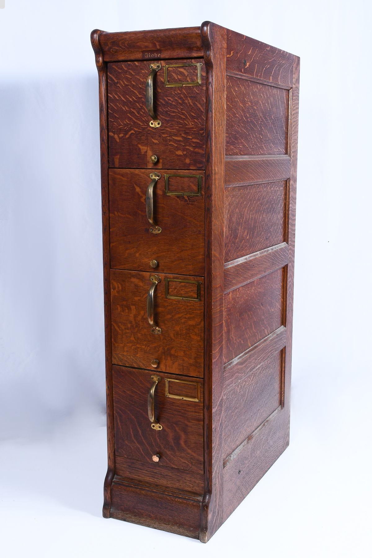 Appraisal: GLOBE DRAWER OAK FILE CABINET Four drawer Globe Oak filing