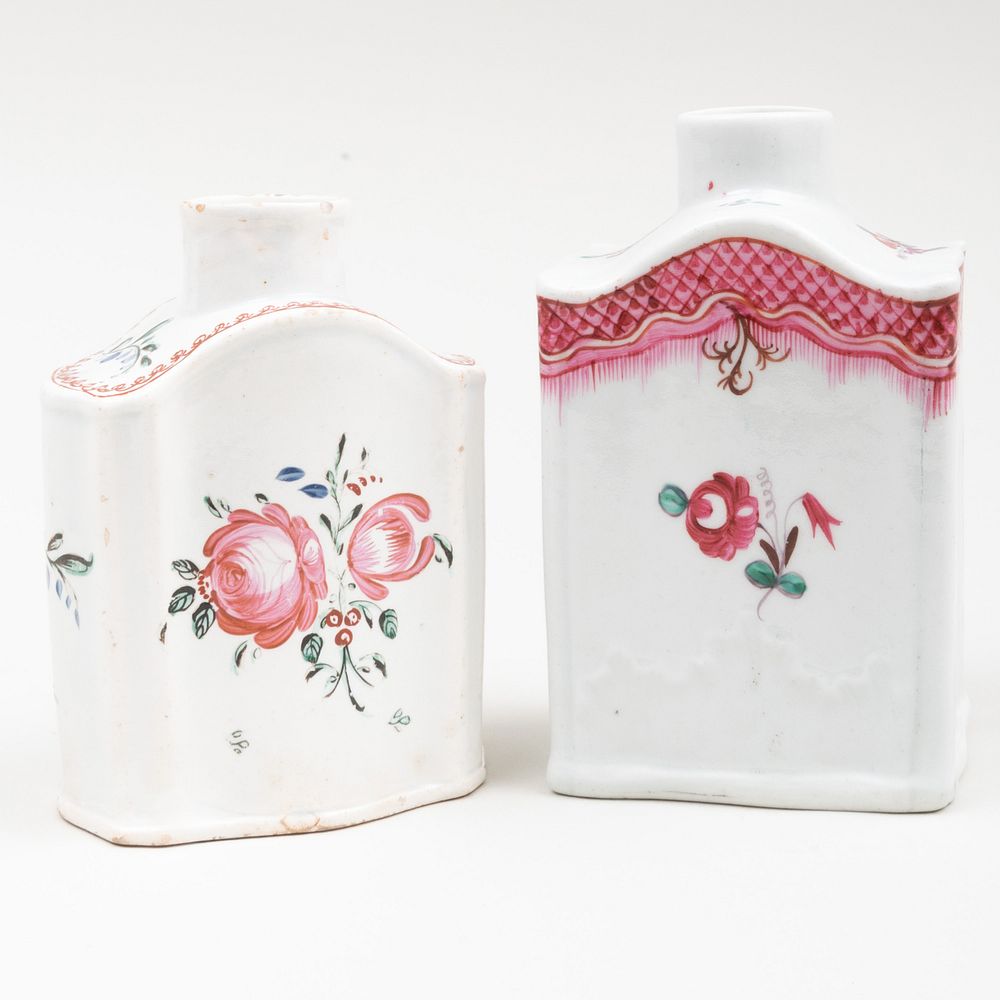 Appraisal: English Pearlware Tea Caddy and a Baddeley Litter Porcelain Tea