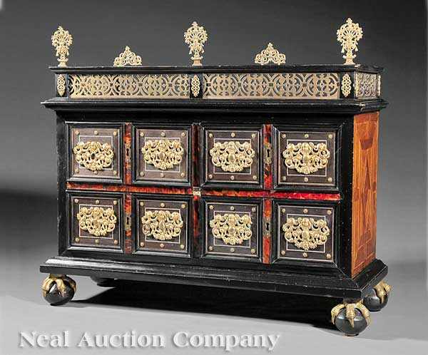 Appraisal: An Italian Inlaid Walnut Ebonized Tortoiseshell and Gilt Bronze-Mounted Studiolo