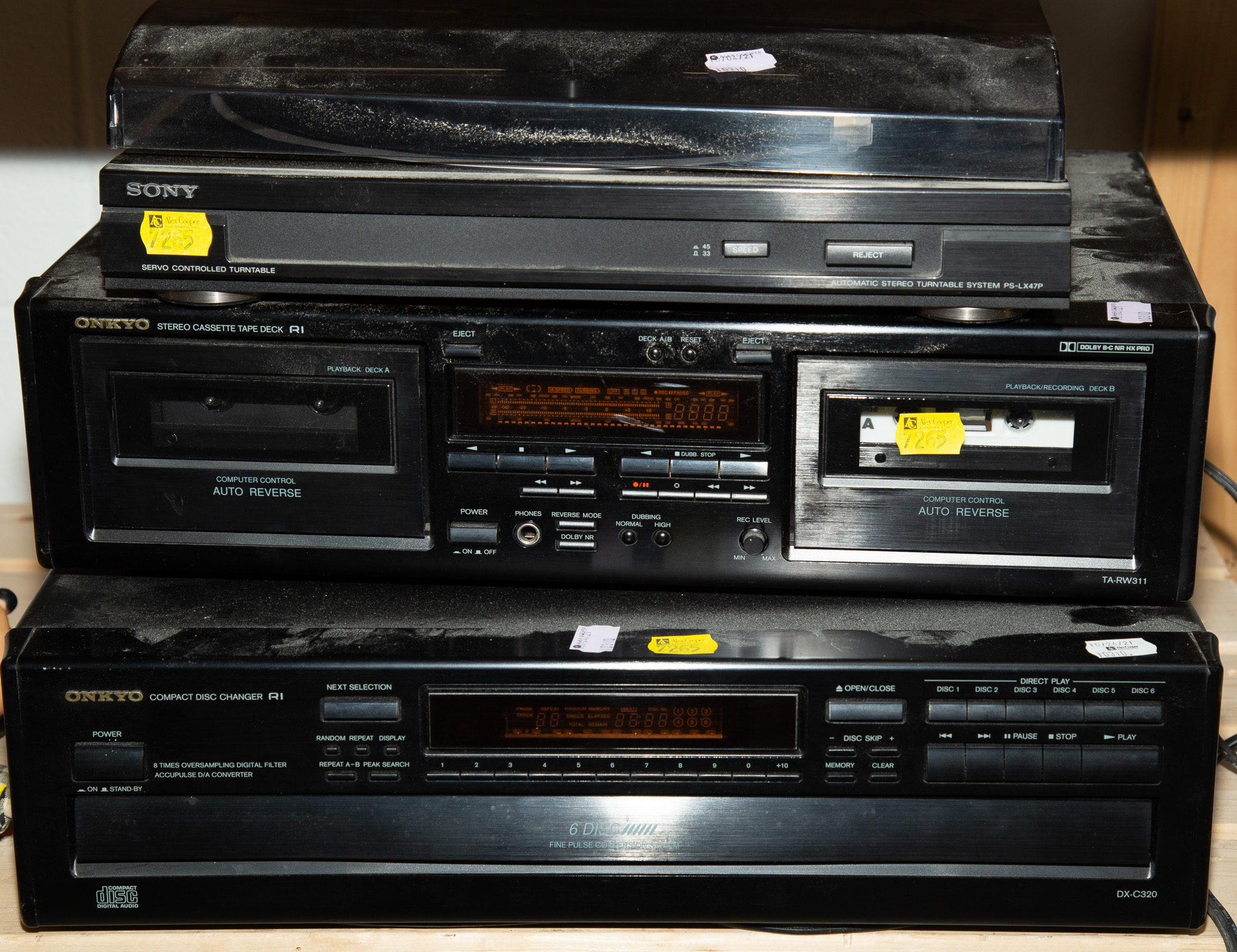 Appraisal: ONKYO SONY SOUND SYSTEM COMPONENTS Comprising Onkyo Compact Disc Changer