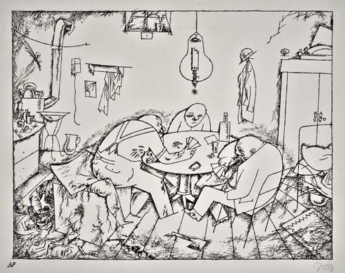 Appraisal: GEORGE GROSZ Apaches Offset lithograph - x x inches full