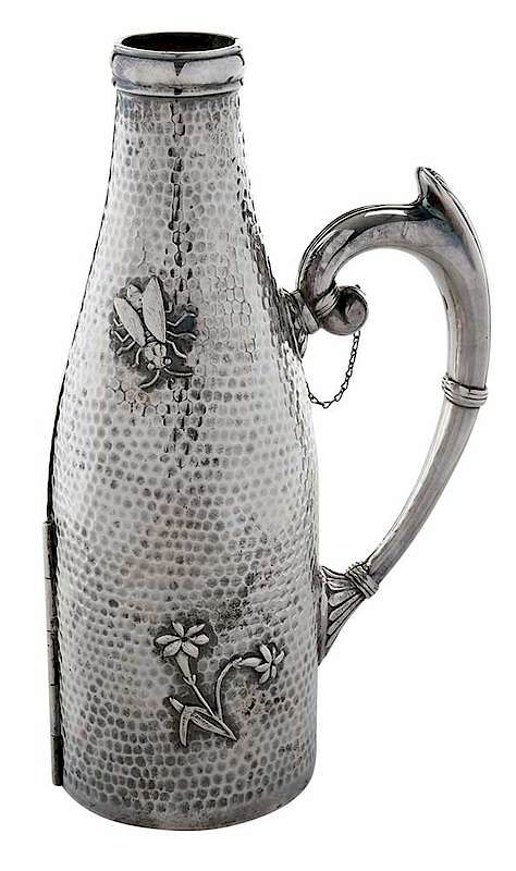 Appraisal: Silver-Plate Wine Bottle Holder American late th century hammered with