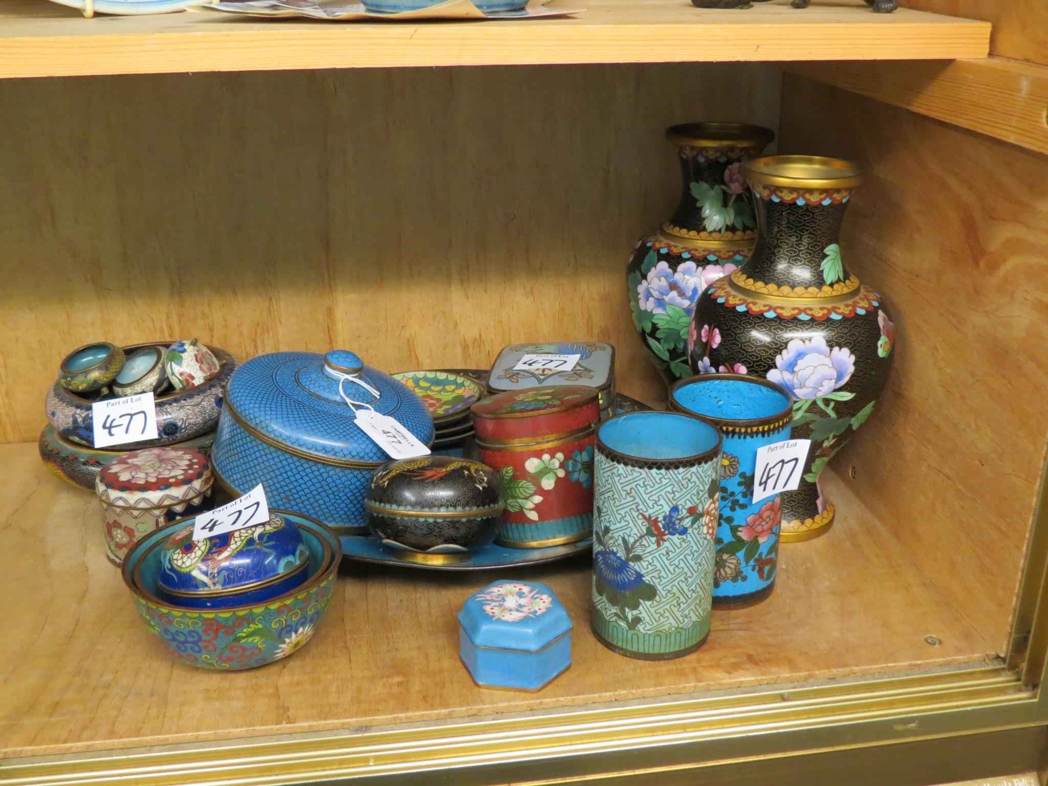 Appraisal: A pair of cloisonne vases enamelled with chrysanthemum in and