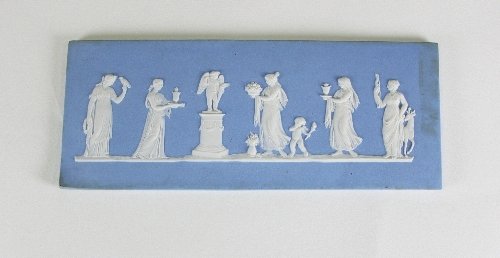 Appraisal: A Wedgwood pale blue jasperware panel depicting Cupid on a