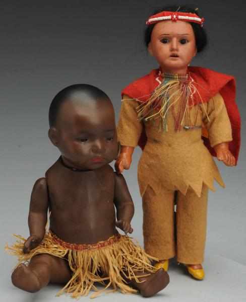 Appraisal: Lot of German Bisque Ethnic Dolls Black bisque socket head