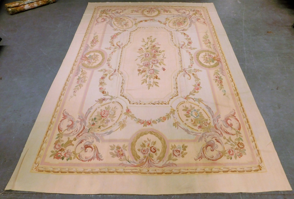 Appraisal: FRENCH CREAM SINO AUBUSSON FLAT WEAVE RUG TEXTILE France th