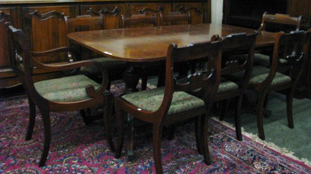 Appraisal: Vintage mahogany dining room suite Duncan Phyfe style including table