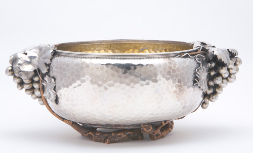 Appraisal: Gorham silver and mixed metal Japanese Style punch bowl Providence