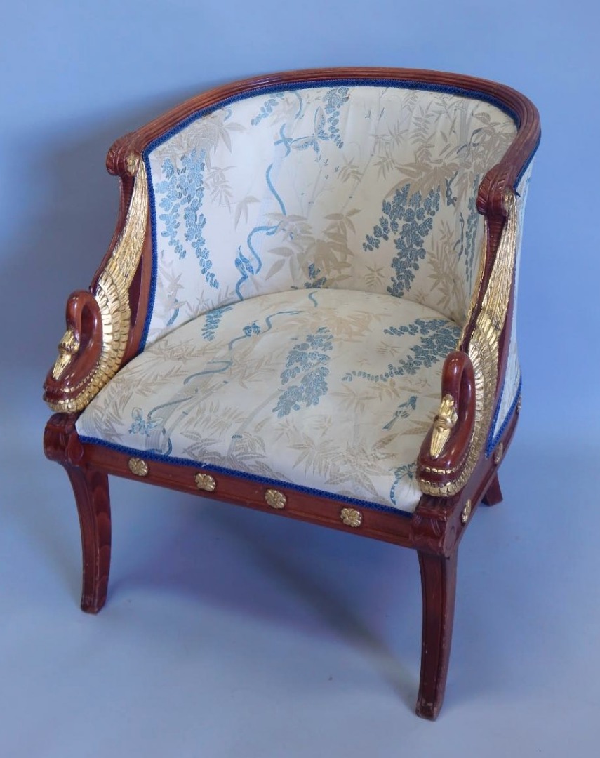 Appraisal: A thC Continental stained beech armchair with a padded back