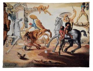 Appraisal: Salvador Dali Battle Around a Dandelion Jacquard tapestry depicting a