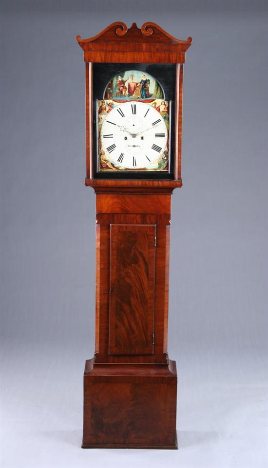 Appraisal: ENGLISH REGENCY TALL CASE CLOCK th century mahogany signed Mer