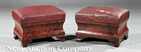 Appraisal: A Pair of American Classical Mahogany Stools mid- th c