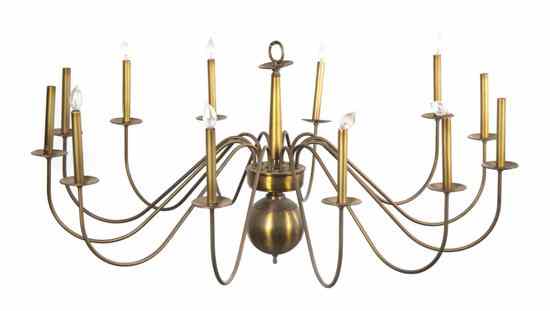 Appraisal: A Brass Twelve-Light Chandelier having a baluster form standard issuing