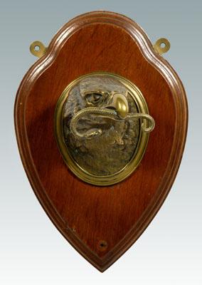 Appraisal: Brass eagle wall plaque eagle head with snake in beak