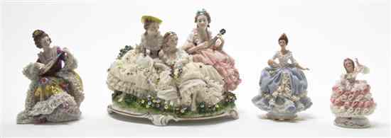 Appraisal: A Group of Four German Porcelain Articles comprising a Dresden