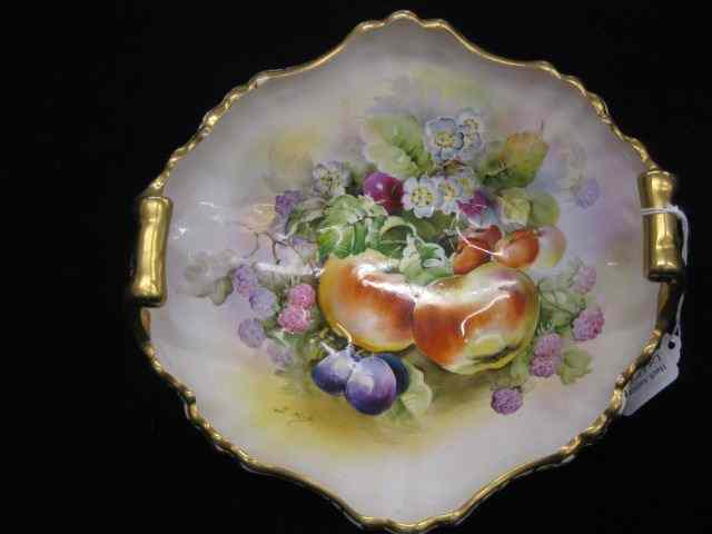 Appraisal: Nippon Handpainted Porcelain Bowl footed fruit berry decor '' diameter