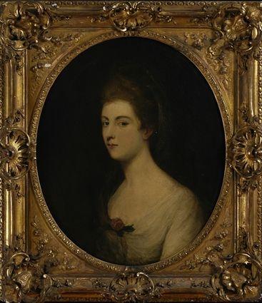 Appraisal: ENGLISH SCHOOL PORTRAIT OF A LADY Oil on oval-shaped relined