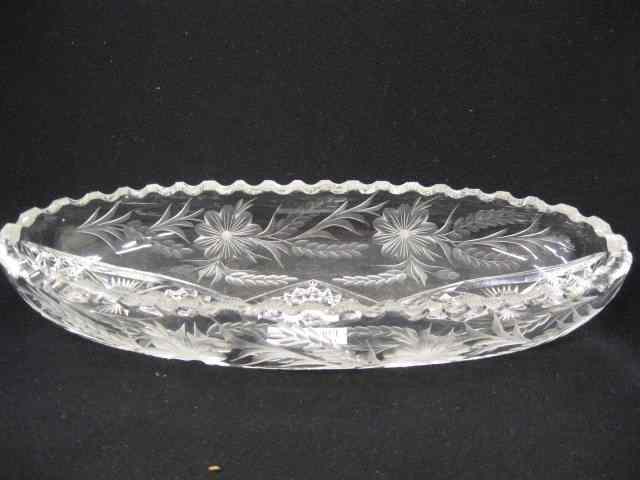 Appraisal: Brilliant Period Cut Glass Celery Dish elaborate bow tie with