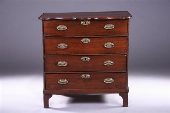 Appraisal: ENGLISH BEECHWOOD CHEST OF DRAWERS th century Serpentine top over