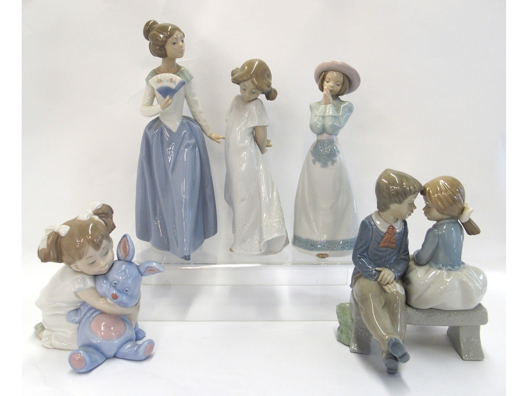 Appraisal: Five Nao figures including I Love you So Much lady