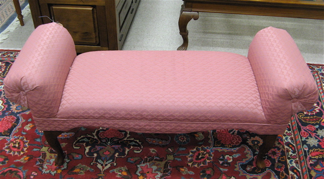 Appraisal: QUEEN ANNE STYLE WINDOW BENCH with rose upholstery covering the