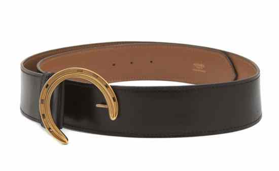 Appraisal: An Hermes 'Fer a Cheval' Brown Calf Belt gold buckle