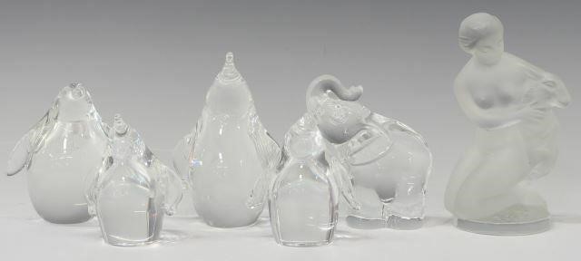 Appraisal: lot of Art glass cabinet figures including Steuben penguins designed