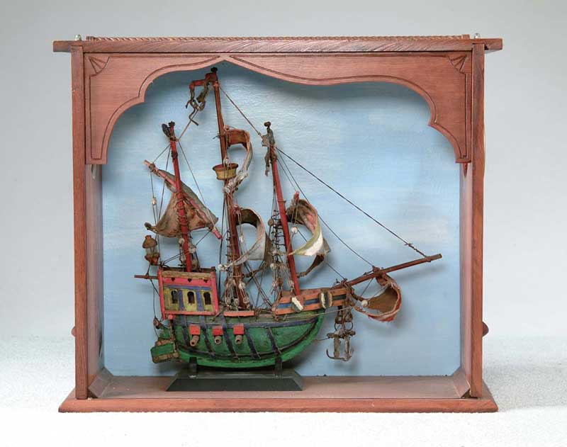 Appraisal: CASED SHIP MODEL Wonderful cased ship model is of The