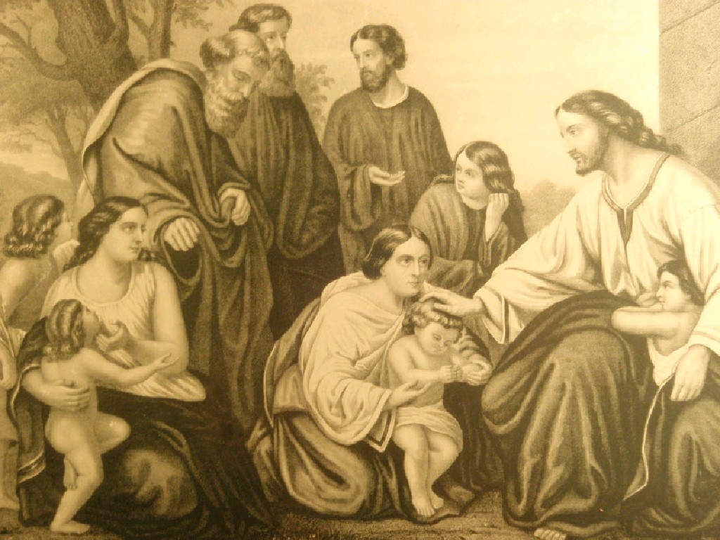 Appraisal: Christ blessing little children a thC etching cm by cm