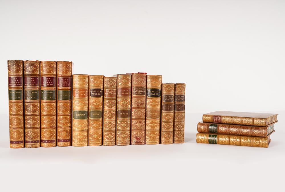 Appraisal: COLLECTION OF ASSORTED LEATHER-BOUND BOOKScomprising volumes Condition wear to covers