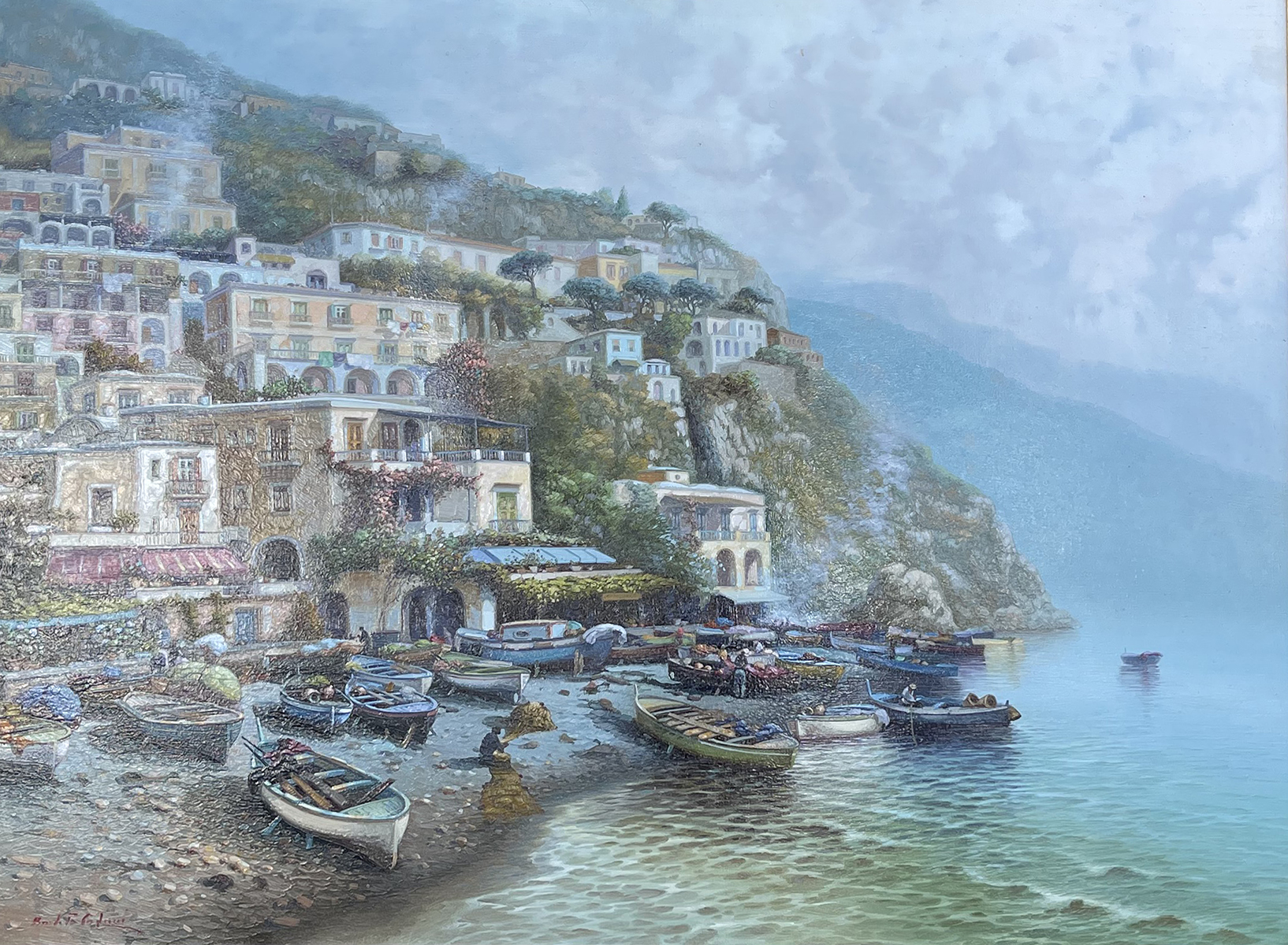 Appraisal: COLUCCI Amleto Italian - Positano Coast Oil Canvas '' x