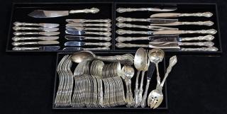 Appraisal: Wallace sterling silver Royal Rose pattern flatware service for twelve