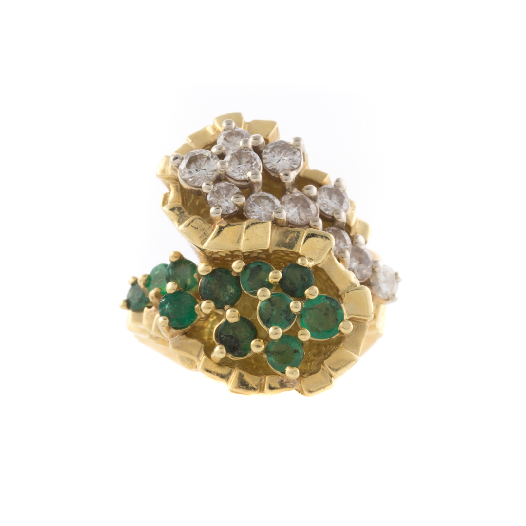 Appraisal: A Lady's K Emerald and Diamond Ring K yellow gold