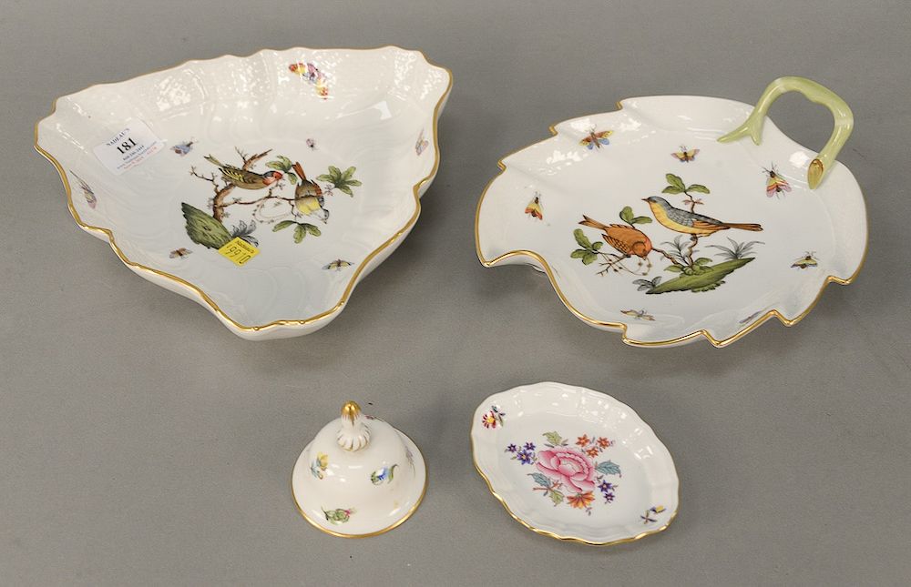 Appraisal: Four piece Herend porcelain group to include triangle dish leaf