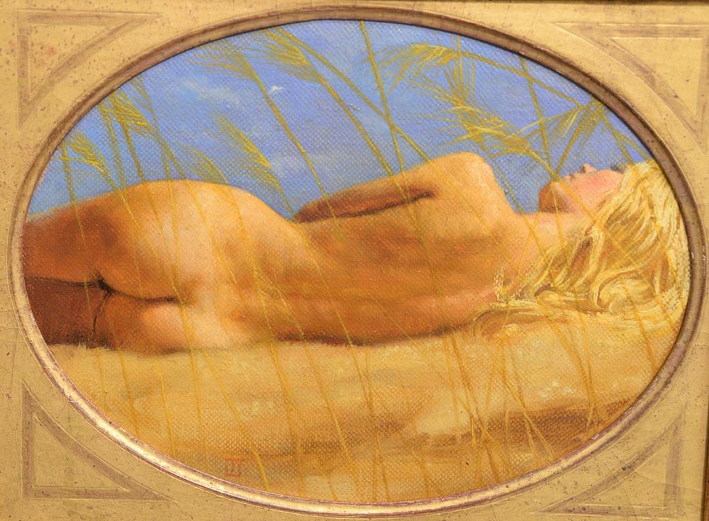 Appraisal: Ted Seth Jacobs b Repose female nude laying on sand