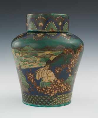 Appraisal: A Japanese Totai Cloisonne Lidded Jar Early th Century Figures