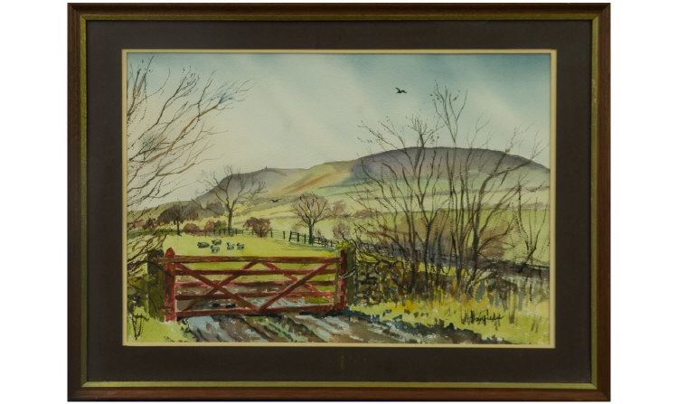 Appraisal: V Hadfield Pendle Hill Framed Watercolour x Inches