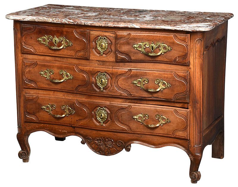 Appraisal: Provincial Louis XV Fruitwood Marble Top Commode French late th