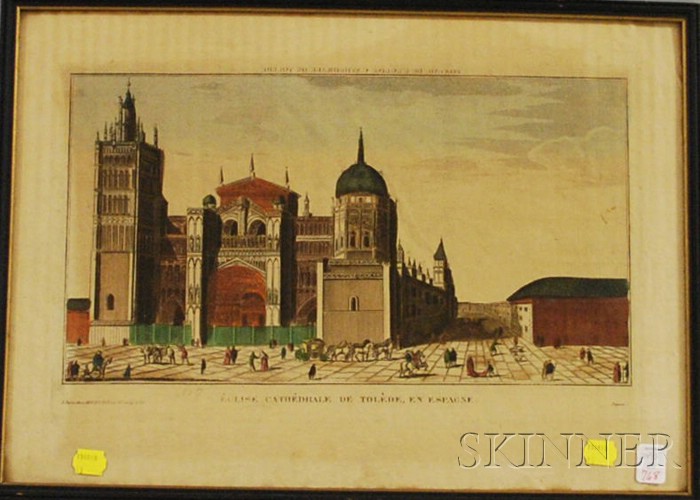 Appraisal: Framed th Century Hocquart Hand-colored Print Elise Cathedrale de Toledo