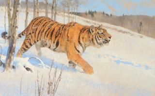 Appraisal: BOB KUHN - Siberian Tiger King of Cats acrylic on