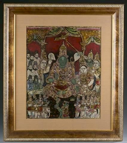 Appraisal: Tanjore painted panel late th c A Tanjore painted panel